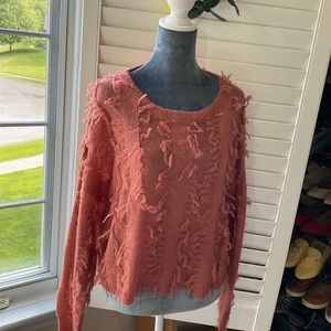 Kerisma Wool/Mohair Frayed Drop Shoulder Crop Sweater